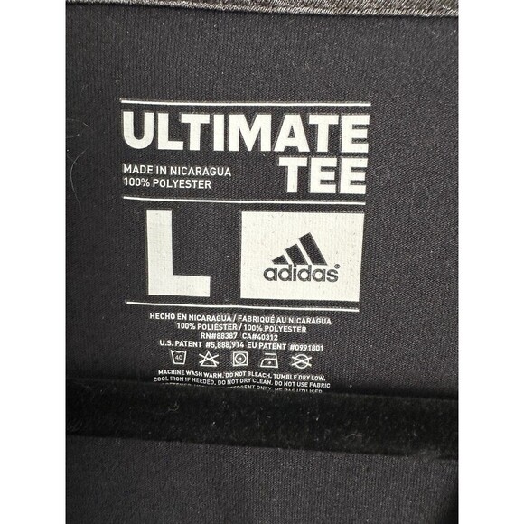 Adidas Shirt Mens Large Black Ultimate Tee Climalite V Neck Athletic Performance - Picture 3 of 6